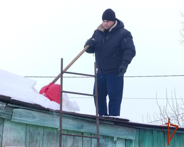 В Черепаново сотрудники Росгвардии оказали помощь пенсионерам в уборке снега